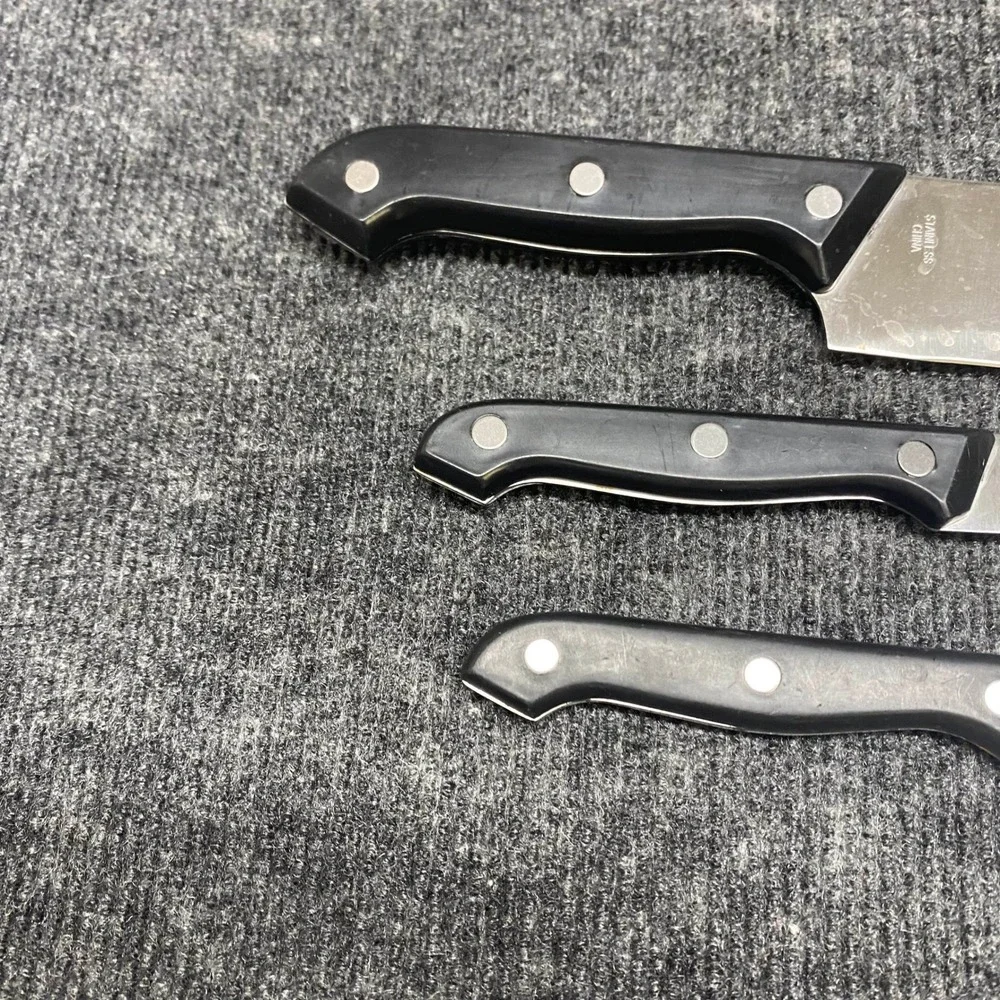 Koch Messer 3 Piece Stainless Steel Kitchen Knife Set Chef Utility Paring Black